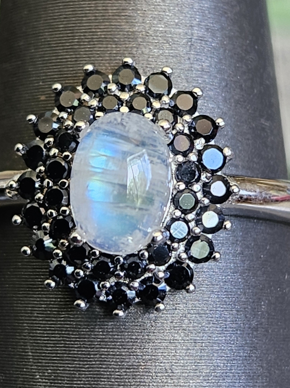 Moonstone & Black Spinel 925 Silver Ring